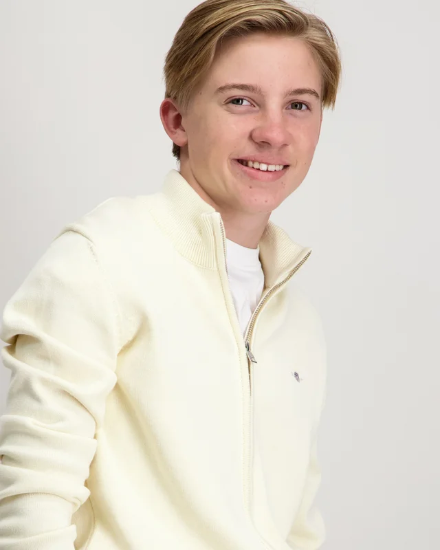 GANT CASUAL COTTON CARDIGAN Cremefarvet Trøjer Dreng - Kids Brand Store