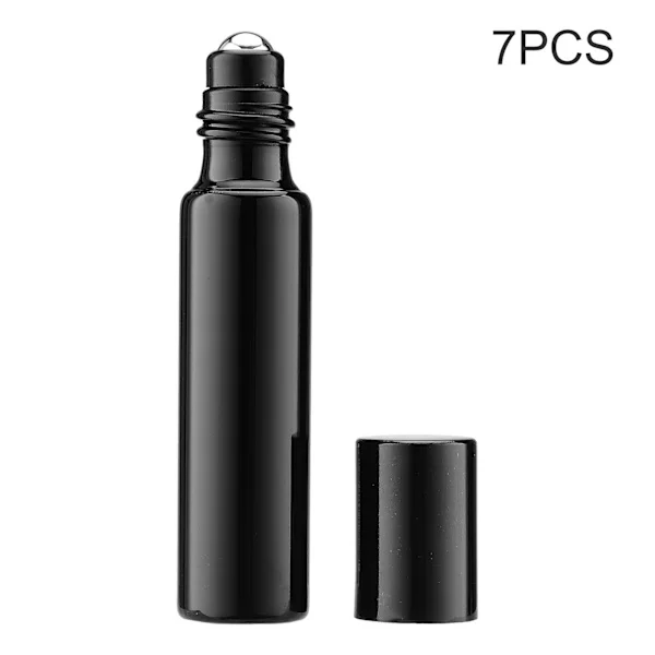 Genopfyldelig 7-pak Glas Parfume Flaske 10ml Sort Bærbar Letvægts Rejse Æterisk Olie Roll On Tomme Flasker