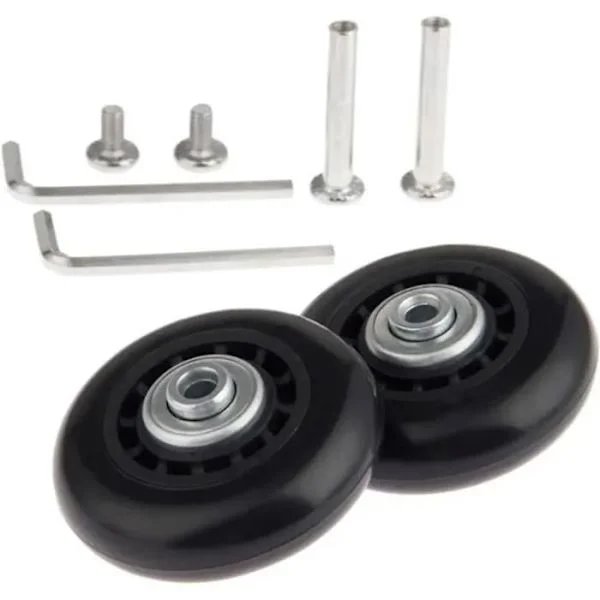 Kuffert hjul - Unbrand - 64x18 mm - Sæt af 2 - Støjsvage hjul - Gummi og stål - Aksler inkluderet