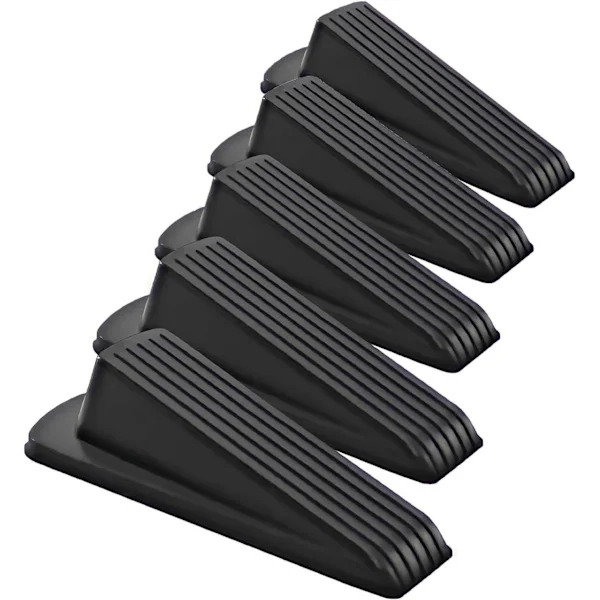 Deluxe gummikilar för dörrar – Kraftiga dörrstoppskilar för golv, halkfri design för flera ytor (5-pack) svart