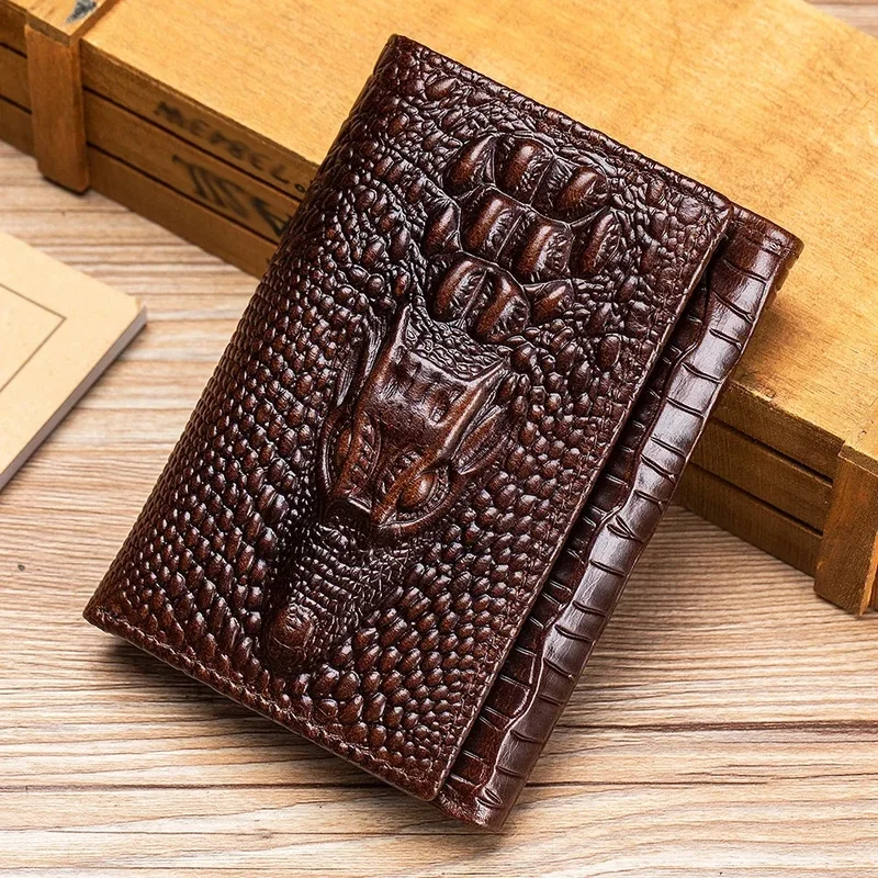 AliExpress - Portefeuille pour hommes 100% cuir, sac multi-cartes court en cuir, portefeuille pour hommes en cuir, portefeuille à motifs crocodile
