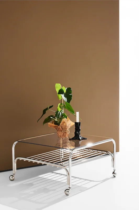 Jotex - Salontafel 65x65 Cm Rokerig Grijs Glas/roestvrij Staal Rokerig grijs glas/roestvrij staal - Cleo - Koop Pastill - Meubels bij Jotex