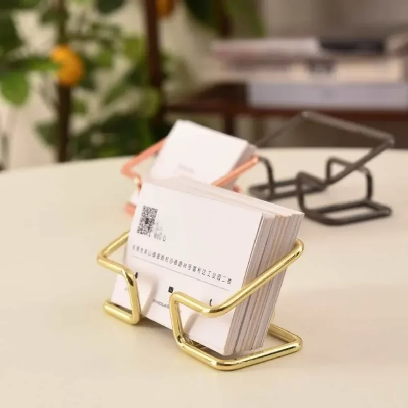 AliExpress - Porte-cartes de visite en métal doré, présentoirs de cartes de visite, décoration de bureau à la mode