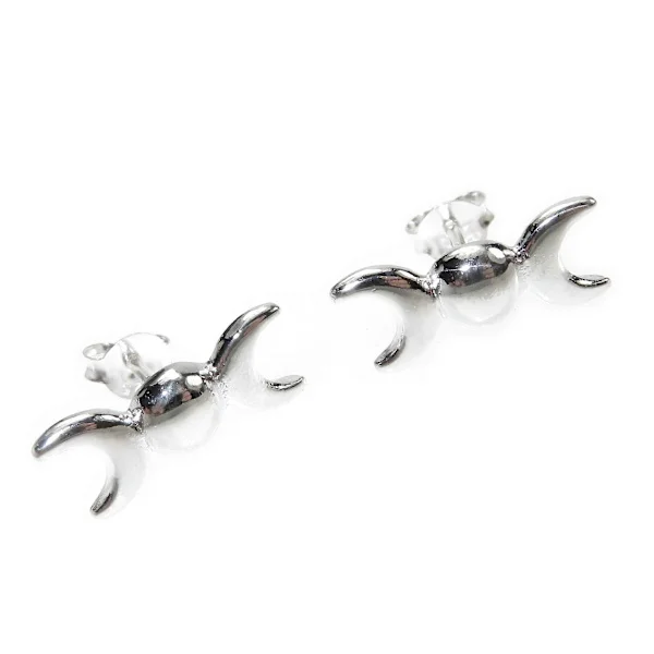 Triple Moon Goddess sterling sølv par øreringe Jomfru Moder Gamle A1 Øreringe Sølv