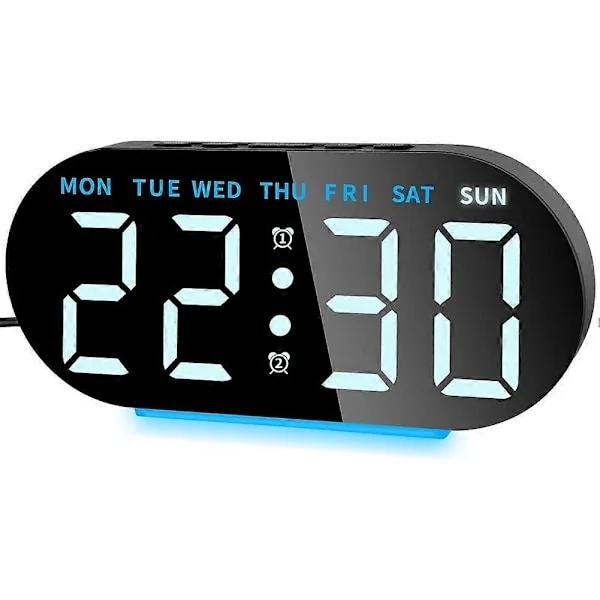 Radiostyrd digital väckarklocka med LED-display, digital väckarklocka, nattlampa, snooze, bordsklocka grön [DB]