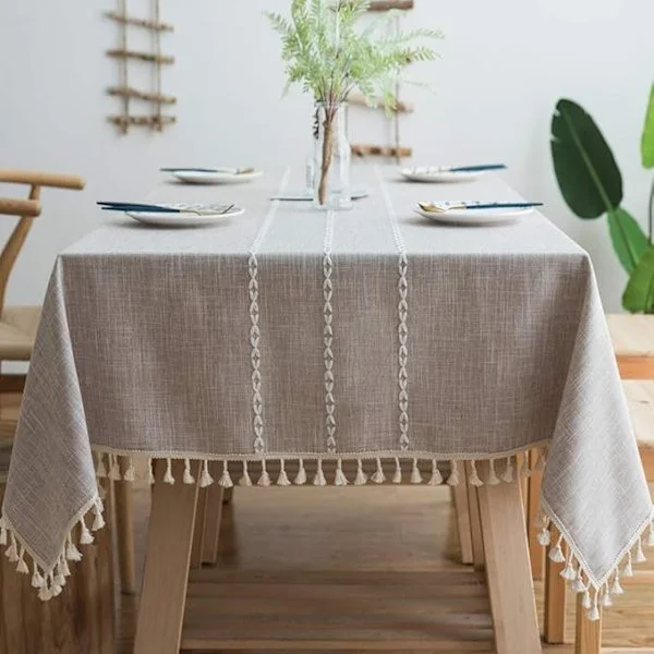 Blue Dream Square Tablecloth Cotton Tablecloth with Tassels (Moroccan Style)