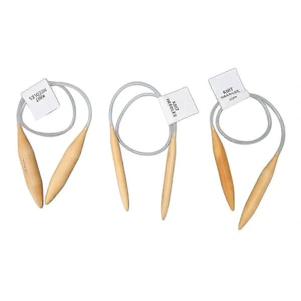 Mixed Sizes Strong Circular Knitting Needles of Bamboo, 80 cm Long, for Rugs and Scarves, Set for Coarse Knitting