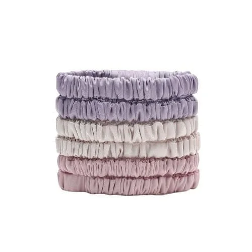 6-pak silke scrunchies/hårbånd/hårelastikker – 100% mulberry silke, 16 momme – Skånsomme hårelastikker, høj elasticitet, ingen skade