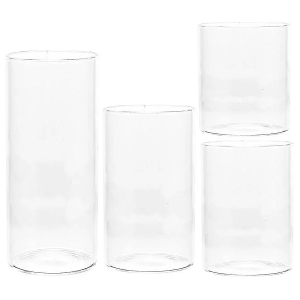 4 stk. Glass Lyslykt Glass Lysestake Kopp Beskyttelse Vindtett Glass Lys Sylinder
