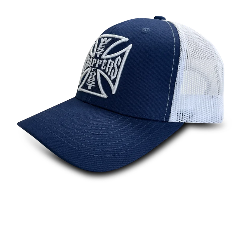 Czapka z Daszkiem West Coast Choppers OG Cross Granatowy/Złamany Biały Onesize