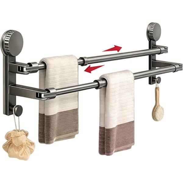 Sugekopp Håndklestativ - Baderom Håndklestativ - Håndklestativ - Håndkleholder - Håndklestang - Justerbar 35-59 cm - Rustfritt Stål - Baderom Kjøkken 