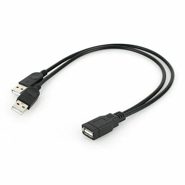 USB 2.0 Female to 2 Dual USB Male Power Adapter Y-Splitter Cable Connector