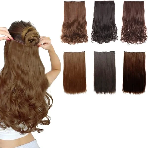 Clip-on Hair Extensions Straight or Curly in Synthetic Fiber - 70 cm