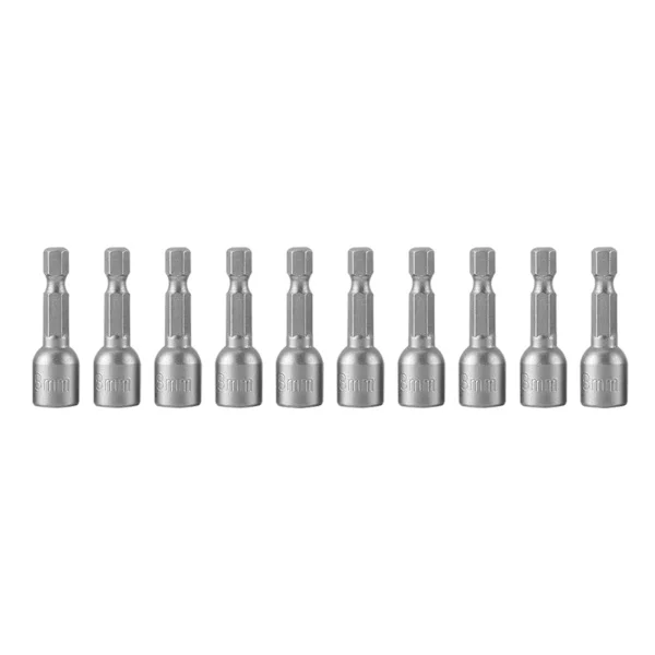 10 st/set 1/4" skaft metrisk sexkantshylsa magnetisk mutterdragarsats för borrmaskiner