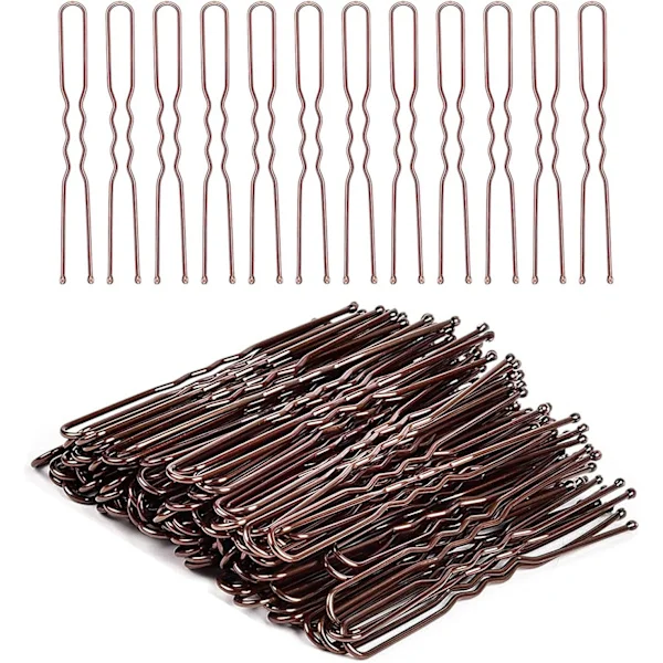Hair Pins, U-shaped Hair Pins for Updos, 50 Pieces, Ideal (6 cm/2.36 inch) Brown
