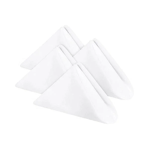 Tøyservietter, bomullsservietter, servietter med kant, perfekt for fester og bryllup, hvit.