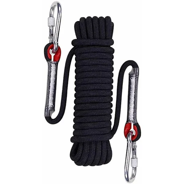 Klatretau for utendørs, Klatretau for utendørs, Svart flettet nylon sikkerhetstau, 15m