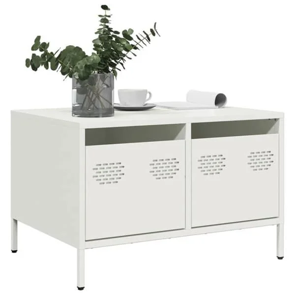 vidaXL TV-möbel vit 68x50x43,5 cm kallvalsad stål, TV-ställ, TV-bänk, hifi-skåp, TV-bänk, metallskåp, 851243