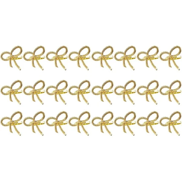 24 st Set Enkla Serie Guld Servett Ring Fjäril Knyta Spänne Hotell Restaurang Tyg Mun Metall
