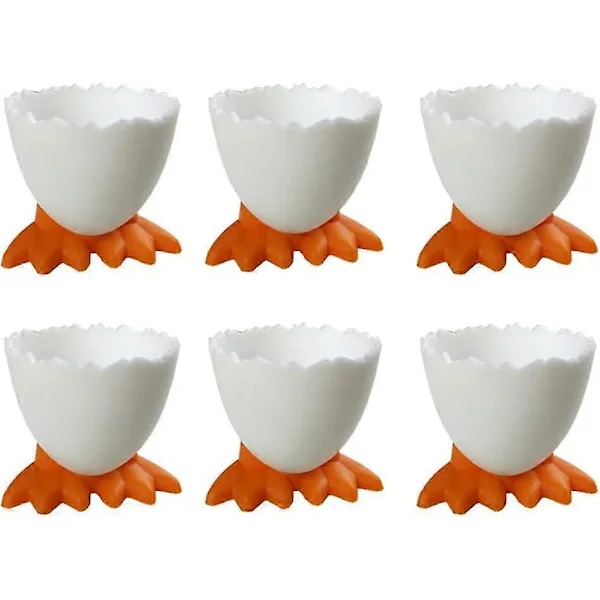 6 stk. Eggeglass Tegneserie Eggholdere Myke Hardkokte Eggeglass for Frokost Brunch Småkokte Egg (Hvit)