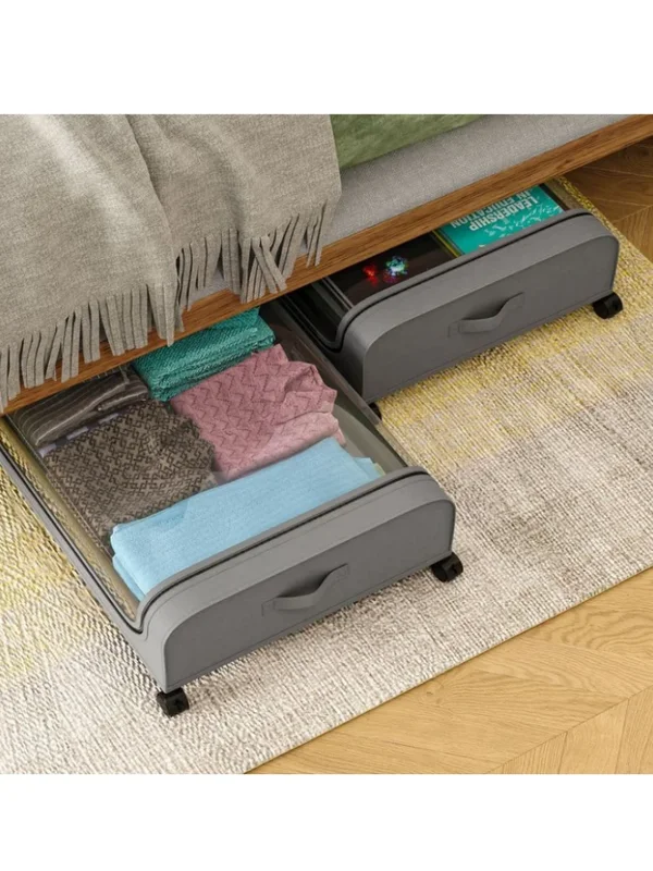 AliExpress - ​ ​ Bettboden-Aufbewahrungsbox mit Rollen, unter dem Bett, staubdichter Organizer für Kleidung, Schuhe, Zuhause, Schlafzimmer, schlichtes