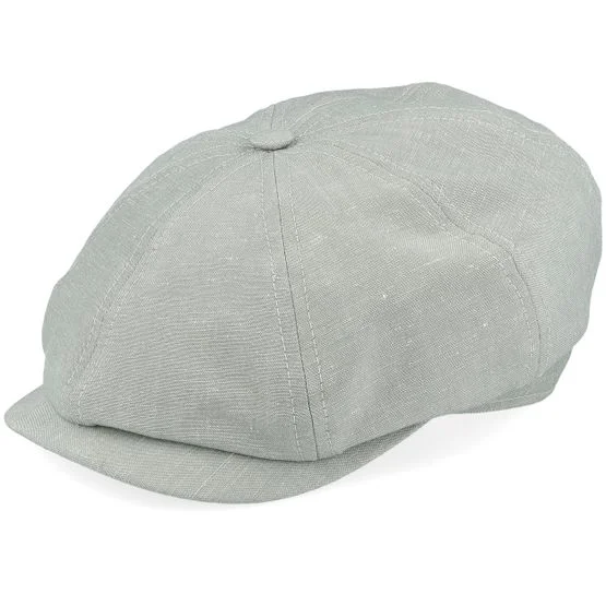 CTH Ericson - Grün flatcap Cap - Alan Linen Chambray Light Green Flat Cap @ Hatstore