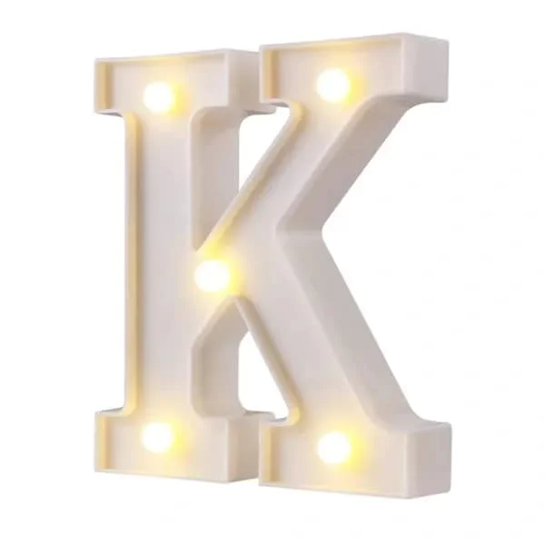LED Letter Night Light Waterproof Plastic Alphabet Lamp for Party Bar Cafe Wall Decor Warm White K 22cm