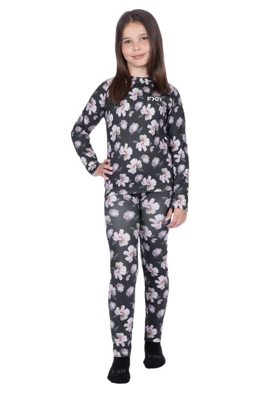 FXR Atmosphere Barn Midlayer Set 25 Svart Blommig S