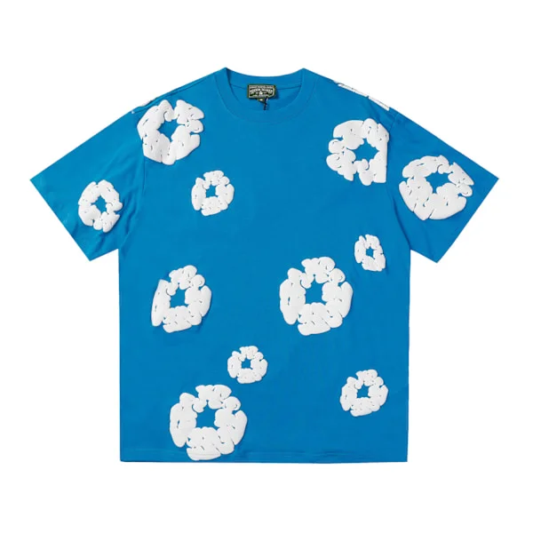 Oversized grafisk T-skjorte for menn, Hip Hop Streetwear T-skjorte med 3D Puff Print, Uformell kortermet rundhalset sommertopp