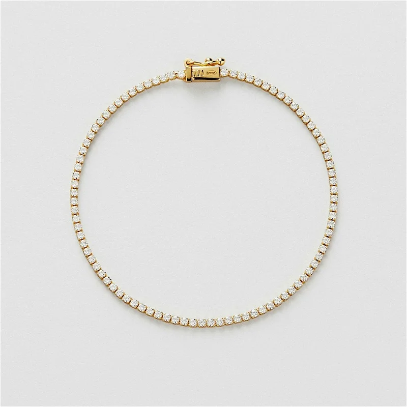 Tennis Armbånd (S) 16,5 cm - 18K Gold Plated Sterling Silver