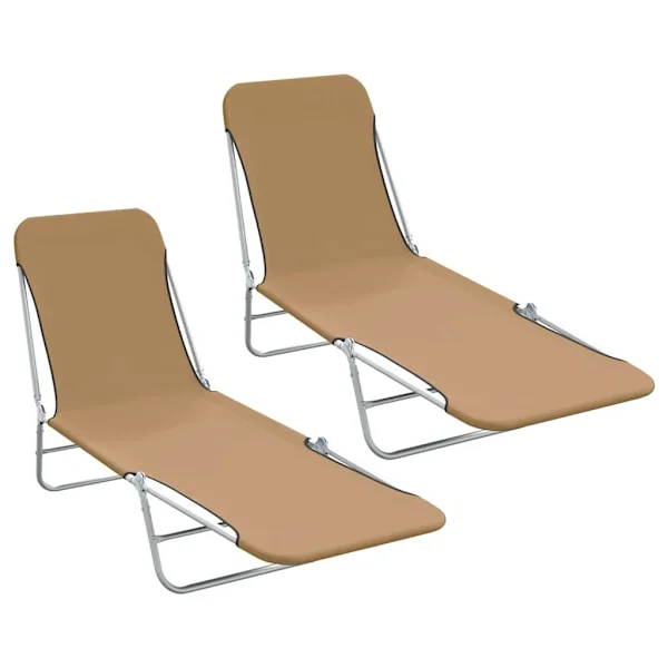 vidaXL Hopfällbara solsängar 2 st stål och tyg taupe