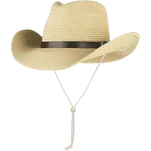 Unisex Straw Sun Hat Panama Hat Fedora Trilby Hat Safari Beach Hat Sun UV Protection Hat with Adjustable Chin Strap for Men Women