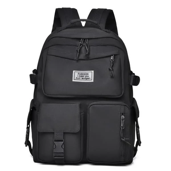 School Bags for Girls Large Capacity Backpack College Multi-Pocket Backpack Waterproof School Backpack Black