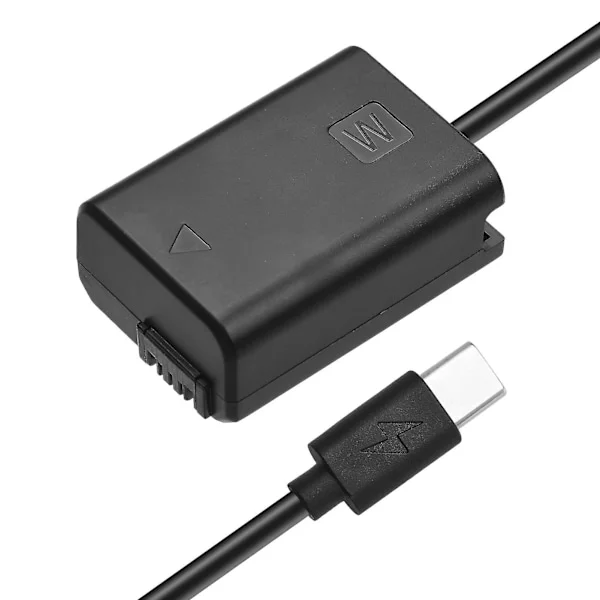 Andoer Np-fw50 Dummy Batteri Usb-c Kopplingsadapter Med Usb Typ-c Fjäder Strömkabel Ersättning För Sony Alpha A5000 A5100 A6000 A6300 A6400 A6500