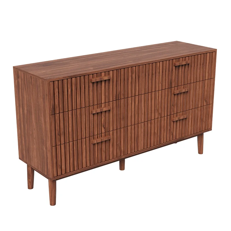 AliExpress - Anajqaqia Kommode mit 6 Schubladen, Aufbewahrungsschrank Sideboard aus Holz, Sideboard mit Schubladen, für Wohnzimmer, Walnussfarbe