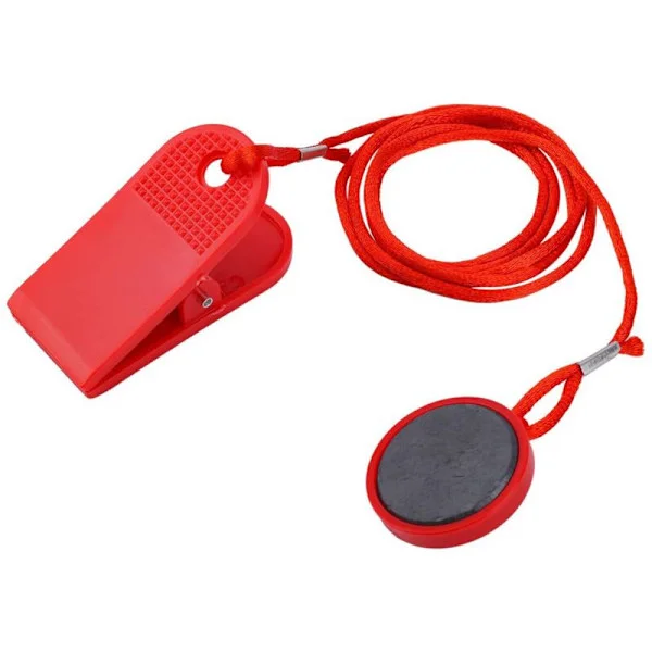 Magnetiska säkerhetsnycklar. Universellt säkerhetslås för löpband. Strömbrytare kompatibel med de flesta löpband. Röd. 3 cm
