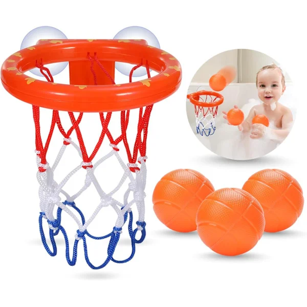 Badleksaker - Basketbollkorg för barnbadkar, badleksaker för småbarn, duschleksaker för 4-8-åringar