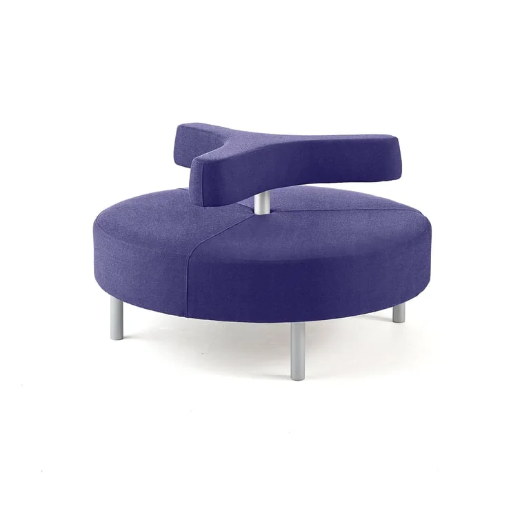 Ottoman DOT with 3-armed backrest, Ø 1300 mm, Medley fabric, blue-purple