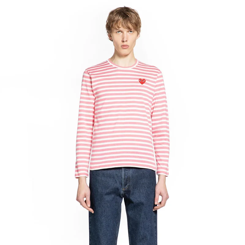 Heart Striped Cotton Long Sleeve T-shirt