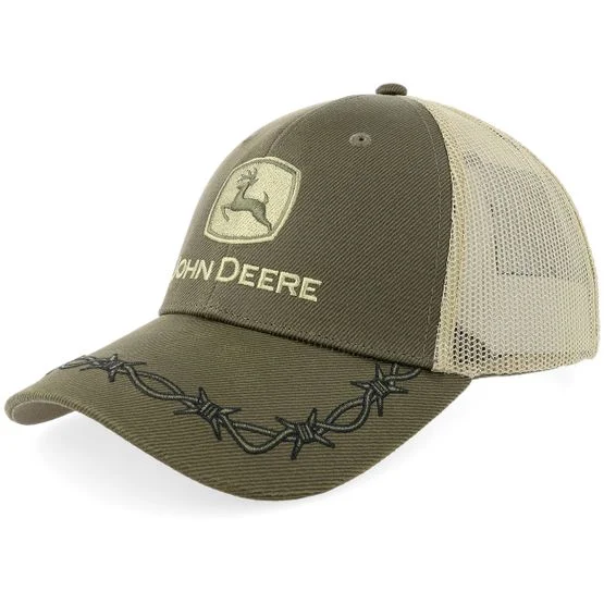 John Deere - Grün trucker Cap - Oil Skin Look W/Mesh Back Olive Trucker, Farbe: Grün, Größe: One Size, Oil Skin Look
