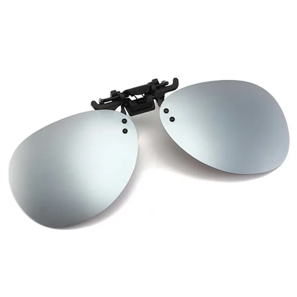 Clip-on Aviator Sunglasses Pilot Glasses Silver Mirror Glass