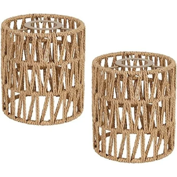 2x Boho Rattan Lampshade Hanging Lamp Floor Lamp Paper Lampshade