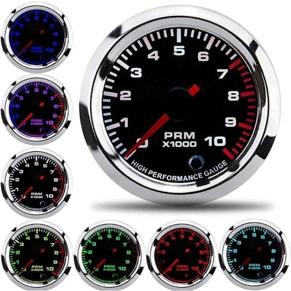 Varvräknare, Varvräknare, Universal Varvräknare 52mm / 2in 7 Färger med Mätområde 0-10000 RPM