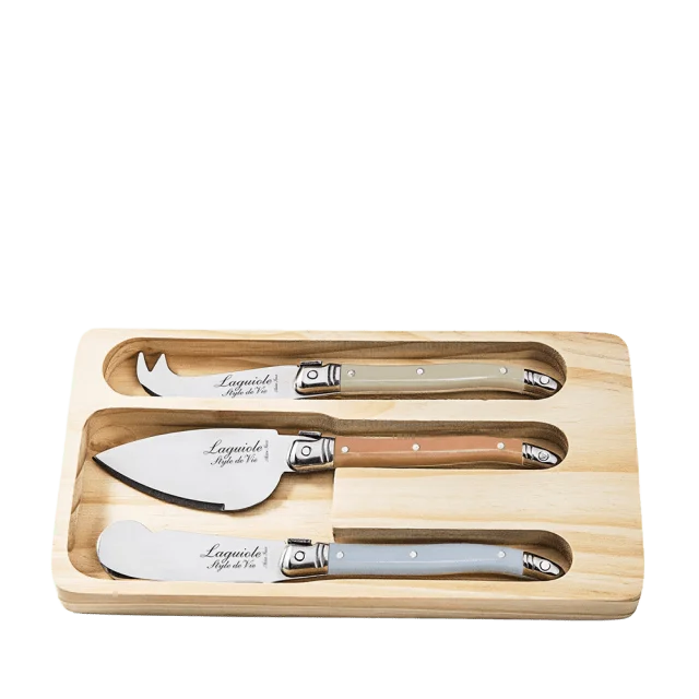 Style de Vie Ostkniv 3 set Laguiole Köksredskap Unisex Flerfärgad 6/7/6cm, Tjocklek blad 1,2mm