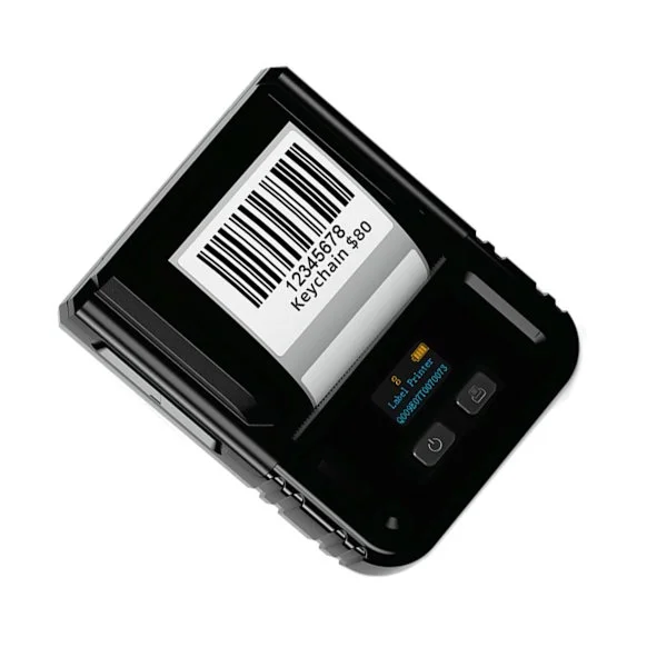 Termisk etikettprinter bärbar för streckkoder och prisskyltar i butik, kompakt ABS, Bluetooth 203dpi, Type-C laddbar, kompatibel med iOS/Android/Windo