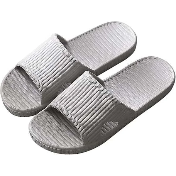 Badeslippers, slippers til kvinder badeværelse eller indendørs brug, skridsikre (grå) 6-7