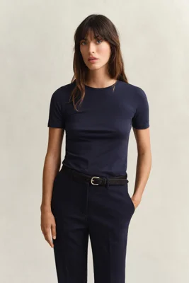 GANT - Lett bomulls T-skjorte med rund hals til dame evening blue