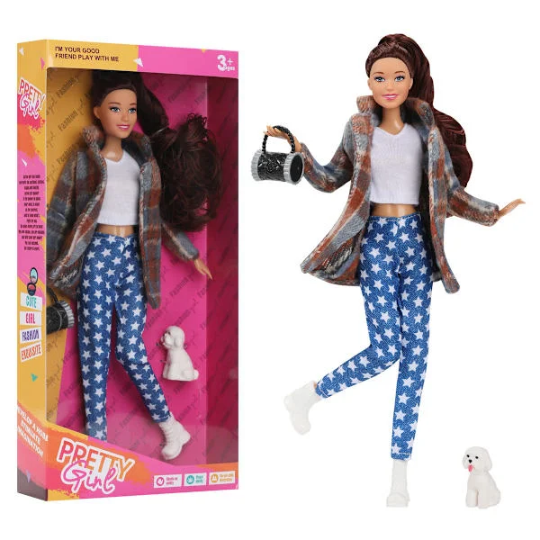 Barbie-docka 30 cm - Långt hår & fin höst/vinterklänning | Ny i förpackning