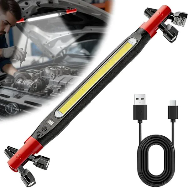 2026 Ny Magnetisk Arbetslampa, Arbetslampa för Motorhuv, Uppladdningsbar LED-list, Lämplig för Bilreparationer, Garage och Nödsituationer (1-pack)