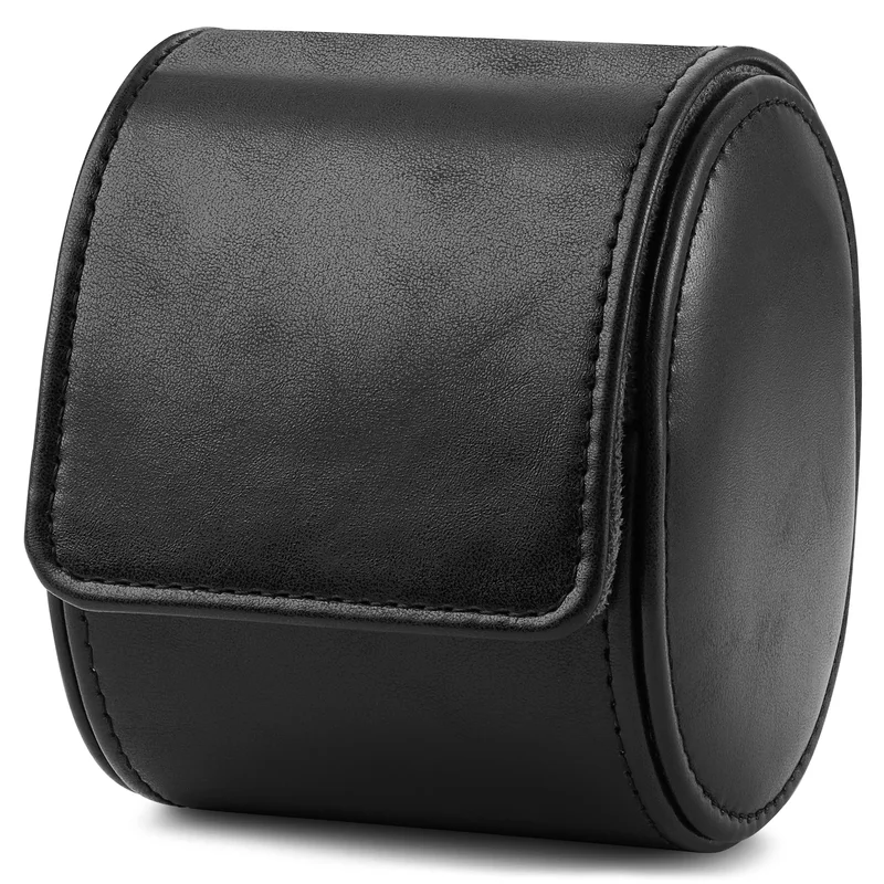 Black Vintage Leather Single Watch Roll for Men - Watch boxes